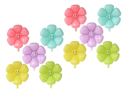 Set 10 Pzas Globo Flor Margarita Decoración Tonos Pastel