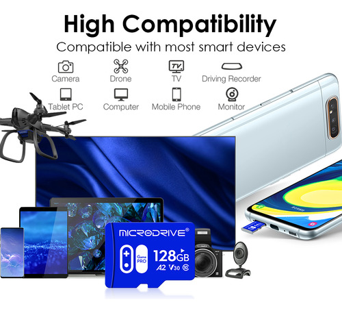 Microdrive Memoria Micro Sd Game Pro 4k 128gb Clase10 A2 V30