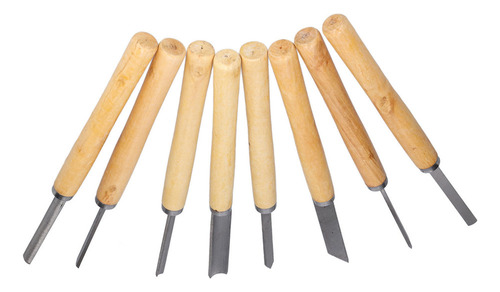 Juego De 8 Cinceles Para Tornear Madera Con Ranura Hhs