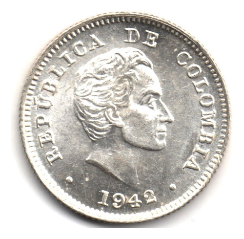 10 Centavos 1942 Bogotá Plata Sin Circular