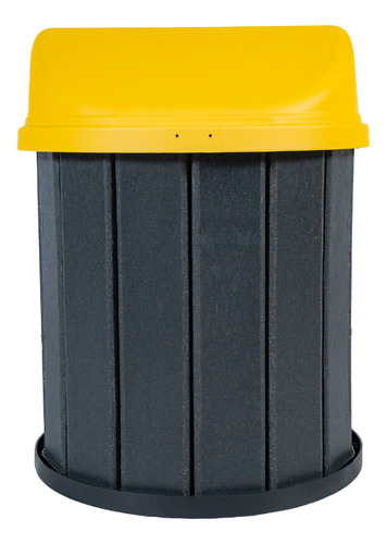 Lixeira Externa De Madeira Plástica 75 Litros Cor Amarelo