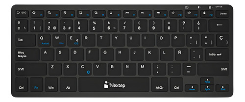 Teclado Nextep Ne-415m Bluetooth Compacto Negro Idioma Español Latinoamérica