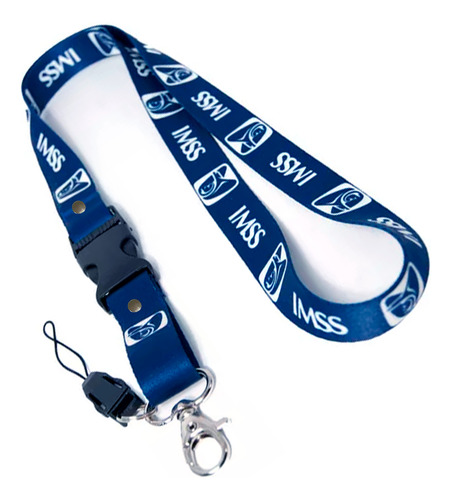 Porta Gafete Lanyard Imss 25 Mm Portagafete Portacredencial Color Azul