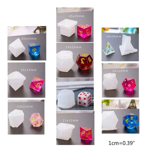 10 Unids/set Molde Epoxi Transparente Resina Uv Diy Dados Mo
