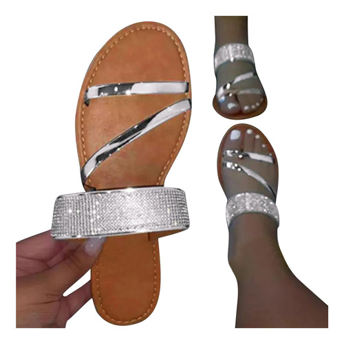 Zapatillas De Verano Con Diamantes De Imitación Para Mujer,