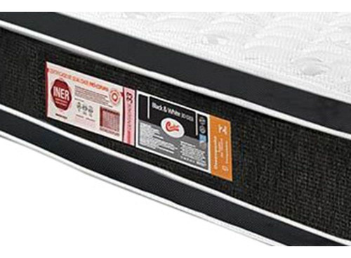 Cama Box Baú Casal: Colchão Espuma Castor D33 Black E White Cor Preto