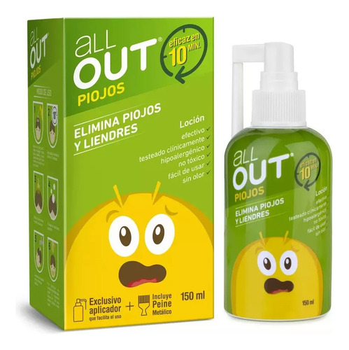 All Out Loción Piojos Y Liendres, 150 Ml + Cepillo Metálico