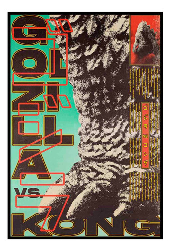 Cuadro Poster Premium 33x48cm Godzilla Versus King Kong Art