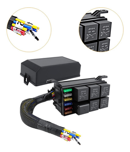 Caixa De Relé 12v Resistente Preta Pré-cabeada Estilo B