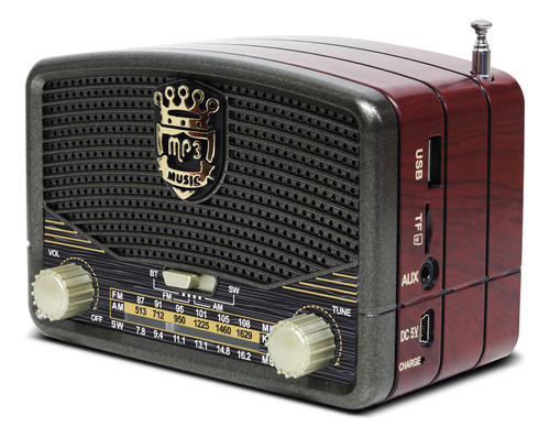 Radio Portátil Bluetooth Vintage Retro Recargable Usb 