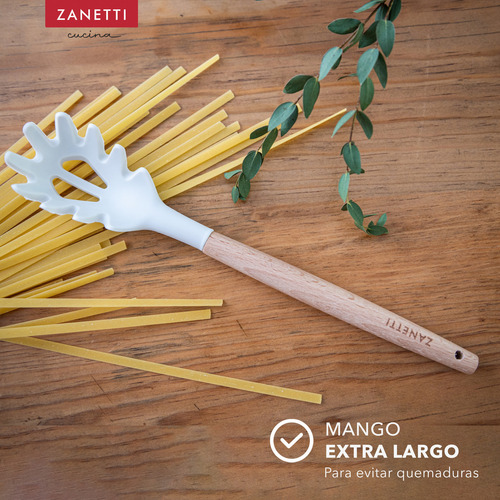 Utensilios De Cocina De Silicona Y Bambú Zanetti 12 Pz Color Blanco