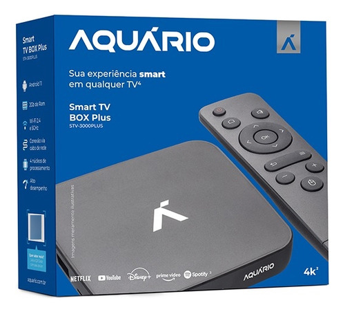 Smart Box Tv Aquário 4k Stv3000 Plus 16gb Rom  2gb Ram 