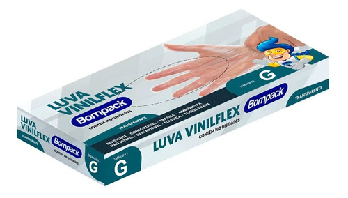 Imagem 1 de 3 de Luva Vinilflex Transparente 100 Unidades