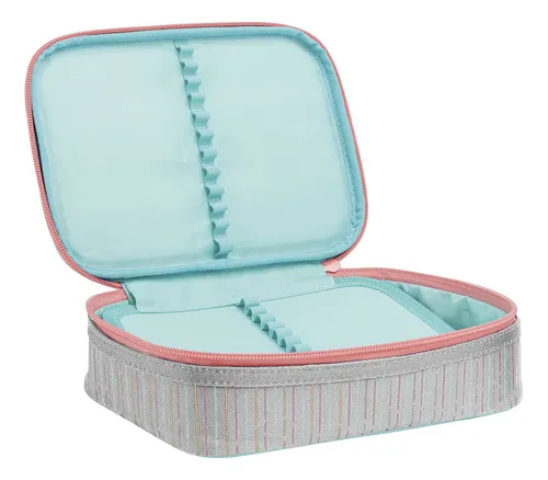 Estojo Box Academie Dots Cinza Tilibra Bolinhas