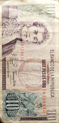 Numismática Billetes De 10 Pesos Oro Antiguo