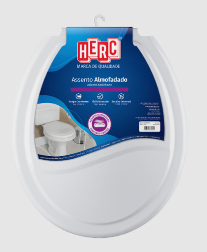 Assento Sanitario Oval Mod Almofadado Cinza Herc