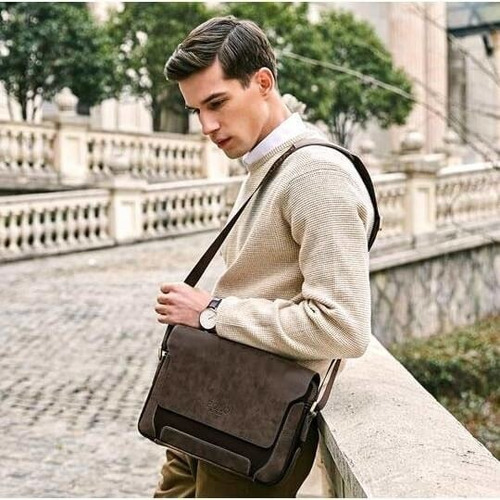 Imagen 2 de 9 de Maletin Morral De Cuero Hombre Marca Polo Tablet