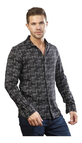 Camisa Manga Larga Slim Fit Geometrix Hombre | Moha (130353)