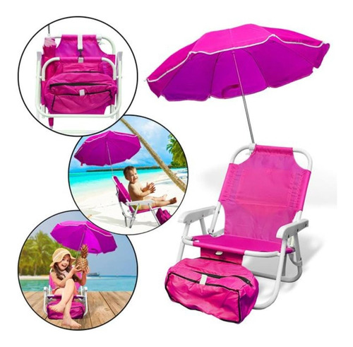 Silla Playa Plegable Infantil Acero Con Sombrilla Silla Niño