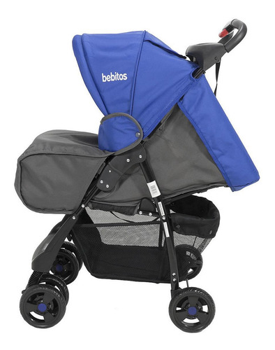 Carrinho de bebê de paseio travel system Bebitos Safari Cochecito con huevito travel system azul com chassi de cor preto