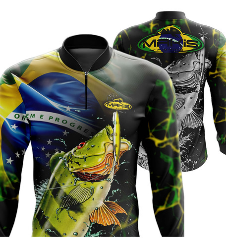 Camisa Esportiva Gola Com Ziper Manga Luva Ordem E Progresso