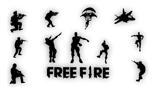 Adhesivo Decorativo Infantil Free Fire Siluetas