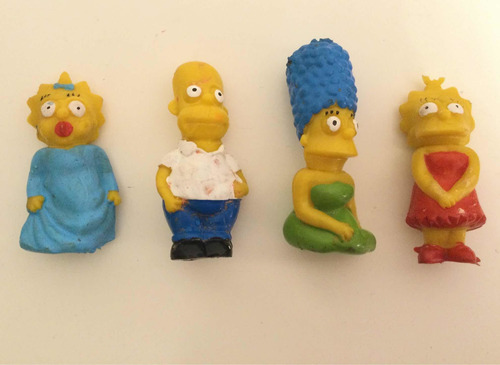 Lote De 4 Muñecos De Goma Antiguos De Los Simpsons