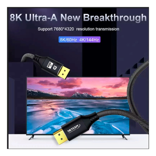 Cable Displayport Netcom De 5 Metros Uhd 8k