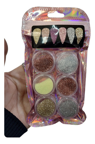 Set 6 Pigmentos Glitter Gibre  Fino Resina