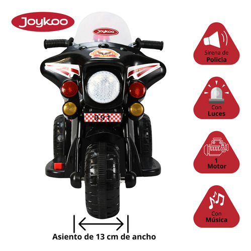 Moto Montable Eléctrica Para Niños Luces Y Sonido Bateria 6v Negro