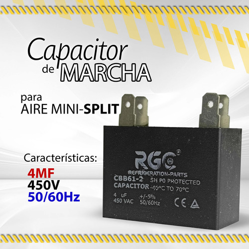 Capacitor D Marcha P/aire Mini-split 4mf 450vac Rgc/ 10615