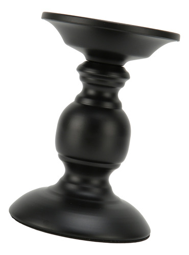 Candelabro Negro Con Forma De Pilar De Metal Inoxidable De