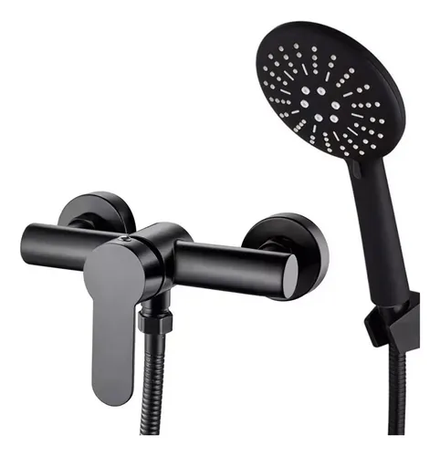 Monocomando Ducha 15 Cm Negro S/transferencia Uhome Ed Acabado Mate