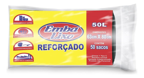 Saco Embalixo Rolo Profissional Preto  50l Com 50 Sacos  513