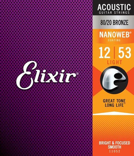 Cuerdas Elixir 11052 12-53 Para Guitarra Electroacústica Nanoweb