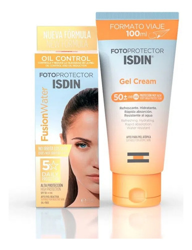 Pack Fotoprotector Isdin Fusion Water + Gel Cream Fps 50