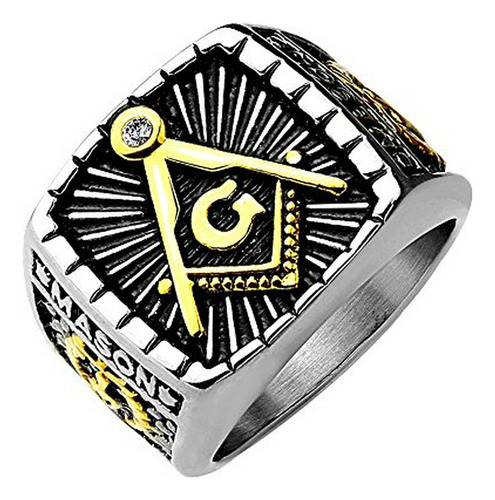 Freemasons Masonic Ip Gold Y Anillo De Fundición De Acero In