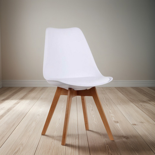 Sillas Tulip Eames Con Almohadón X1 Nórdicas Arabesco Marrón Blanco