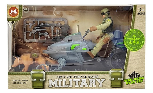 Set De Motonieve Militar + Personaje + Animal C/ Accesorios