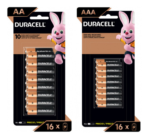 Kit Duracell Com 16 Pilhas Aa E 16 Pilhas Aaa