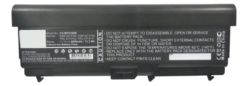 Batería Para Notebook Lenovo Thinkpad 70 / 42t4235 / 70+ Batería Negro