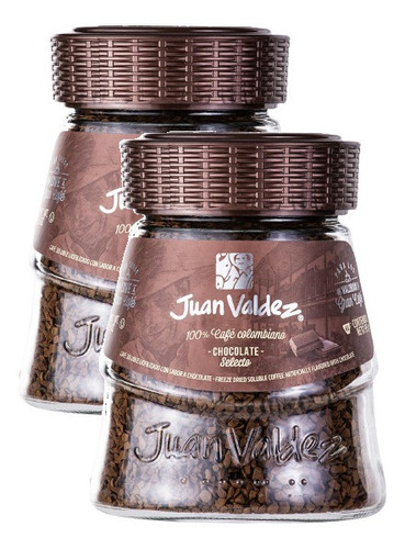 2 Café Soluvel Colombiano Juan Valdez Sabor Chocolate 95g