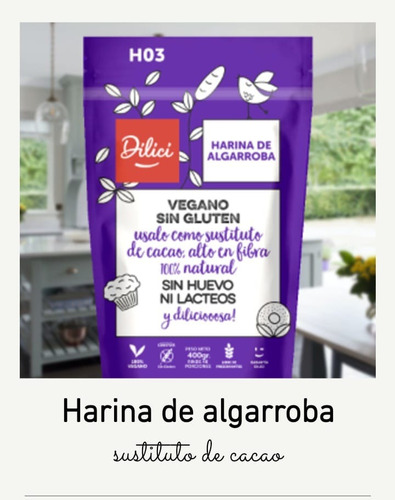 Harina De Algarroba Reemplazo Cacao Dilici Vegano Sin Glute