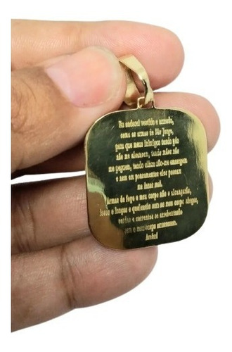 Imagem 3 de 9 de Pingente São Jorge + Oração Gravada 12 Gramas Ouro 18k