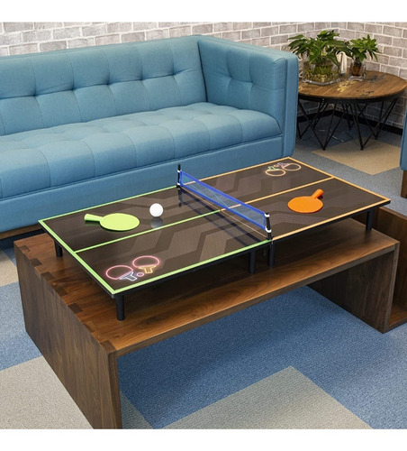 Juego De Mesa Ping Pong Con Luces Neon 100x50cm De Madera