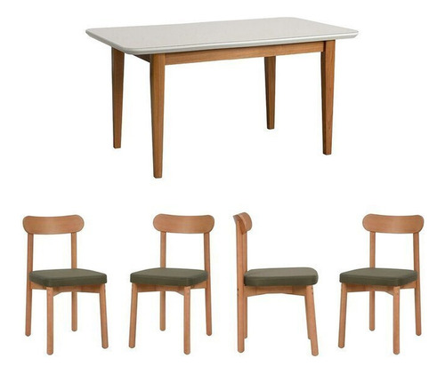 Kit Mesa De Jantar Tangará 130cm E 4 Cadeiras Pitanga Bewt