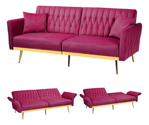 Sofa Cama Terciopelo Biplaza Ajustable Convertible Acmease