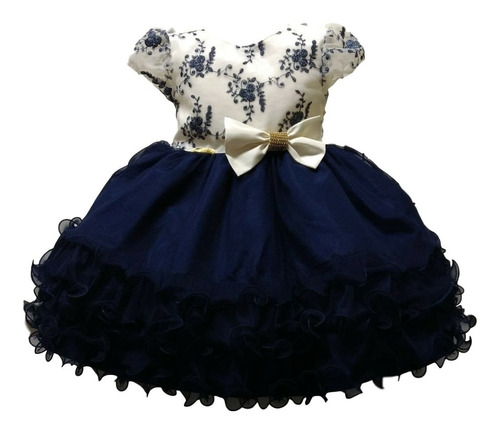 Vestido Infantil Festa Luxo Princesa Floral Casamento Tiara