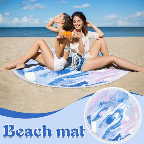 Toalla De Playa Con Estampado Redondo En T, Chal De Microfib