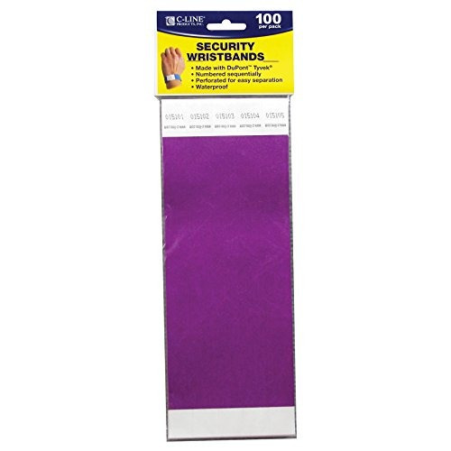 C Line Dupont Tyvek Security Wristbands Purple 100 Pack